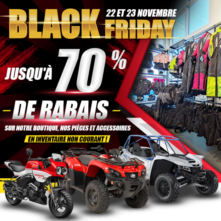 BLACK FRIDAY – Des rabais jusqu’à 70 % sur notre boutique, nos pièces et accessoires